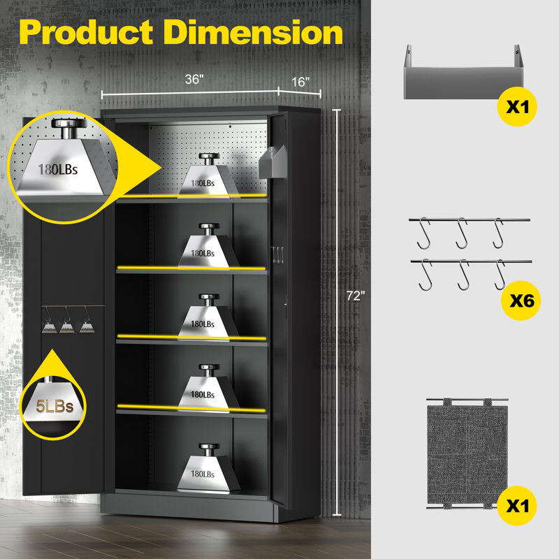 Armoire de rangement pour garage H 72 po x l 36 po x P 16 po Gallatin