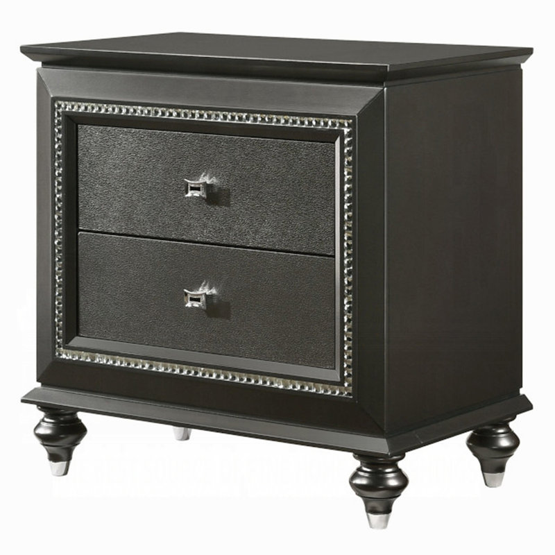 Table de chevet transitionnelle 1Pc avec deux tiroirs de rangement
