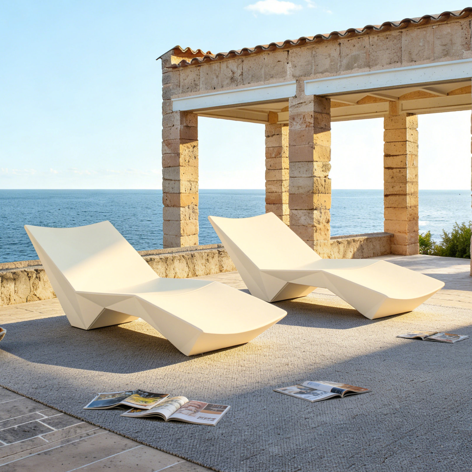 24" Patio Chaise Lounge, 1, Beige