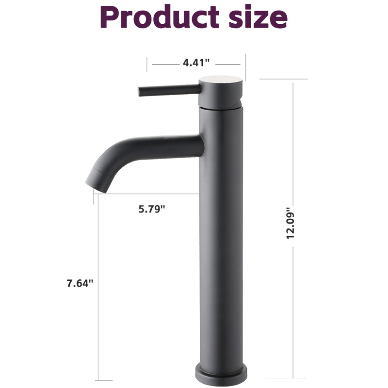 Bathroom Vessel Sink Faucet - 1 Hole, Stainless Steel, Matte Black Look Hole Black, Smooth Operation, Matte Black