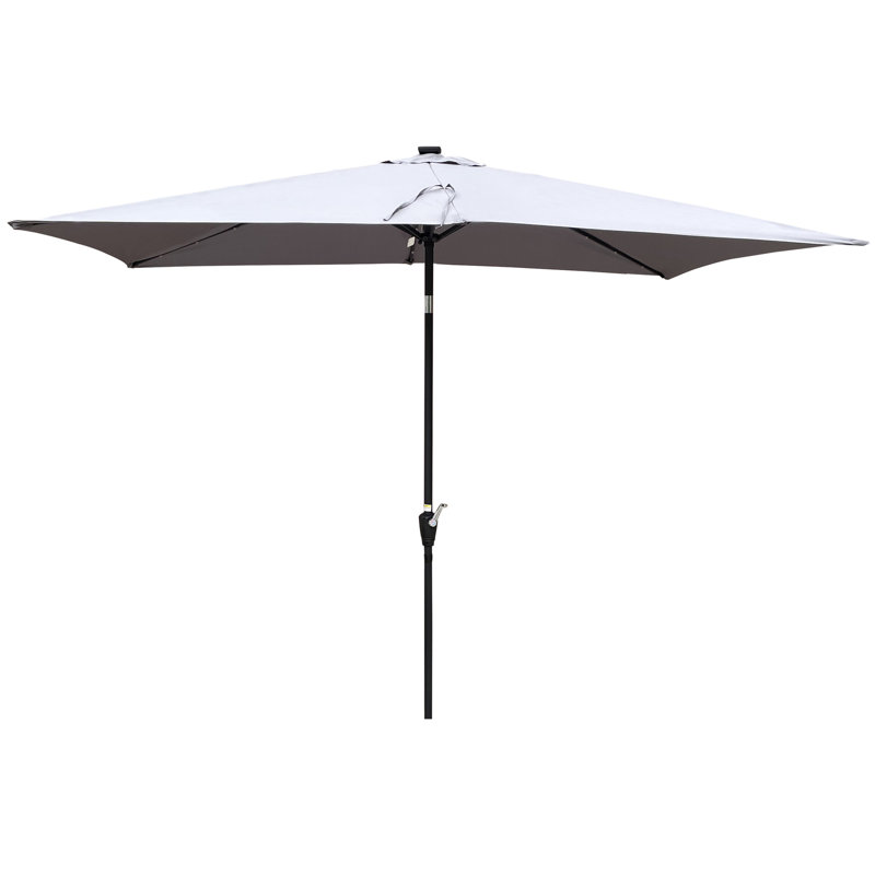Parasol rectangulaire solaire pour terrasse 10 pi x 6,5 pi Auvent à eau, 40+, bouton-poussoir inclinable, manivelle pour jardin et piscine 10 x 6,5 pi avec éclairage. Protection contre la décoloration, système facile et inclinable