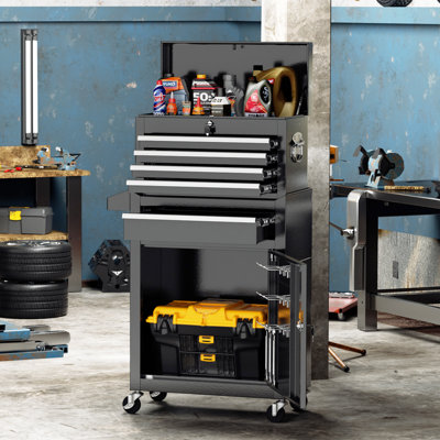 5 Drawers Rolling , 2-in-1 Detachable Metal Tool Cabinet with Lockable Wheels