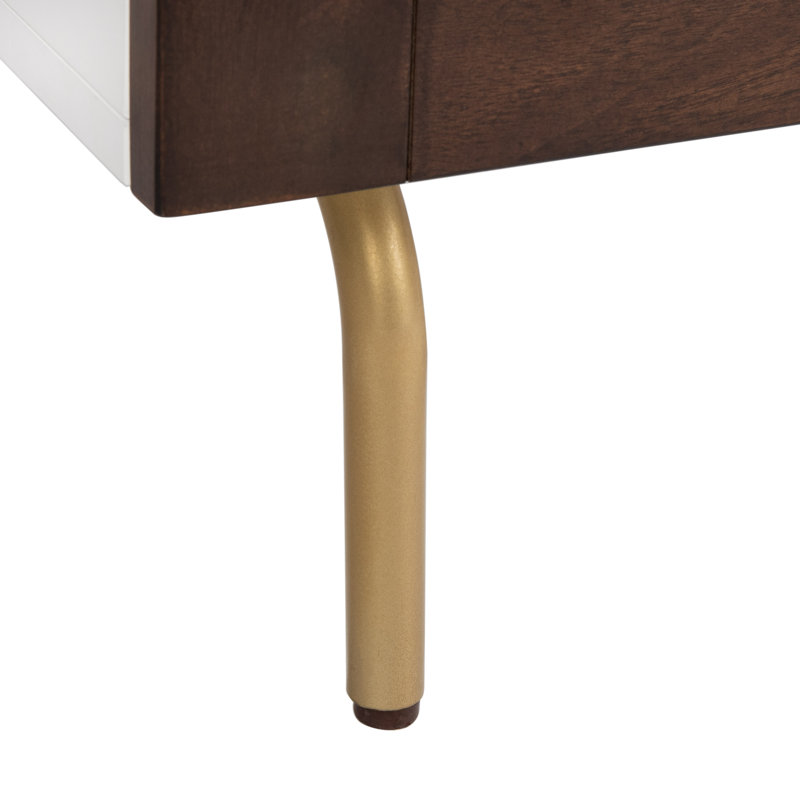 Commode 3 tiroirs l 36 po Chrishayla, Blanc / noyer