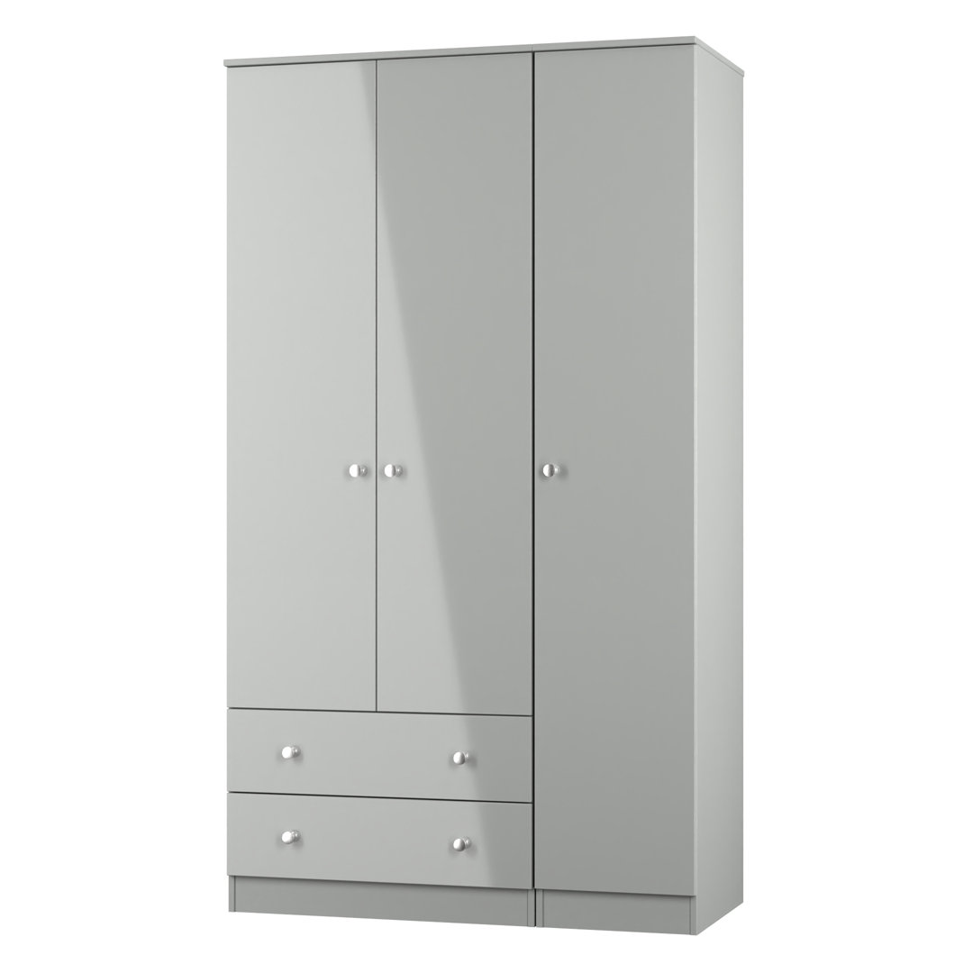 Borth Triple Wardrobe with 2 Drawers in Black Matt & White