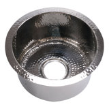 Brightwork 15-Inch Hand Hammered Round Stainless Steel Bar Sink