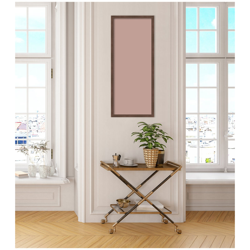 Tableau d'affichage en lin encadré en tissu, Rose, H 42 po x l 18 po x P 1,25 po, Brun moyen Florence