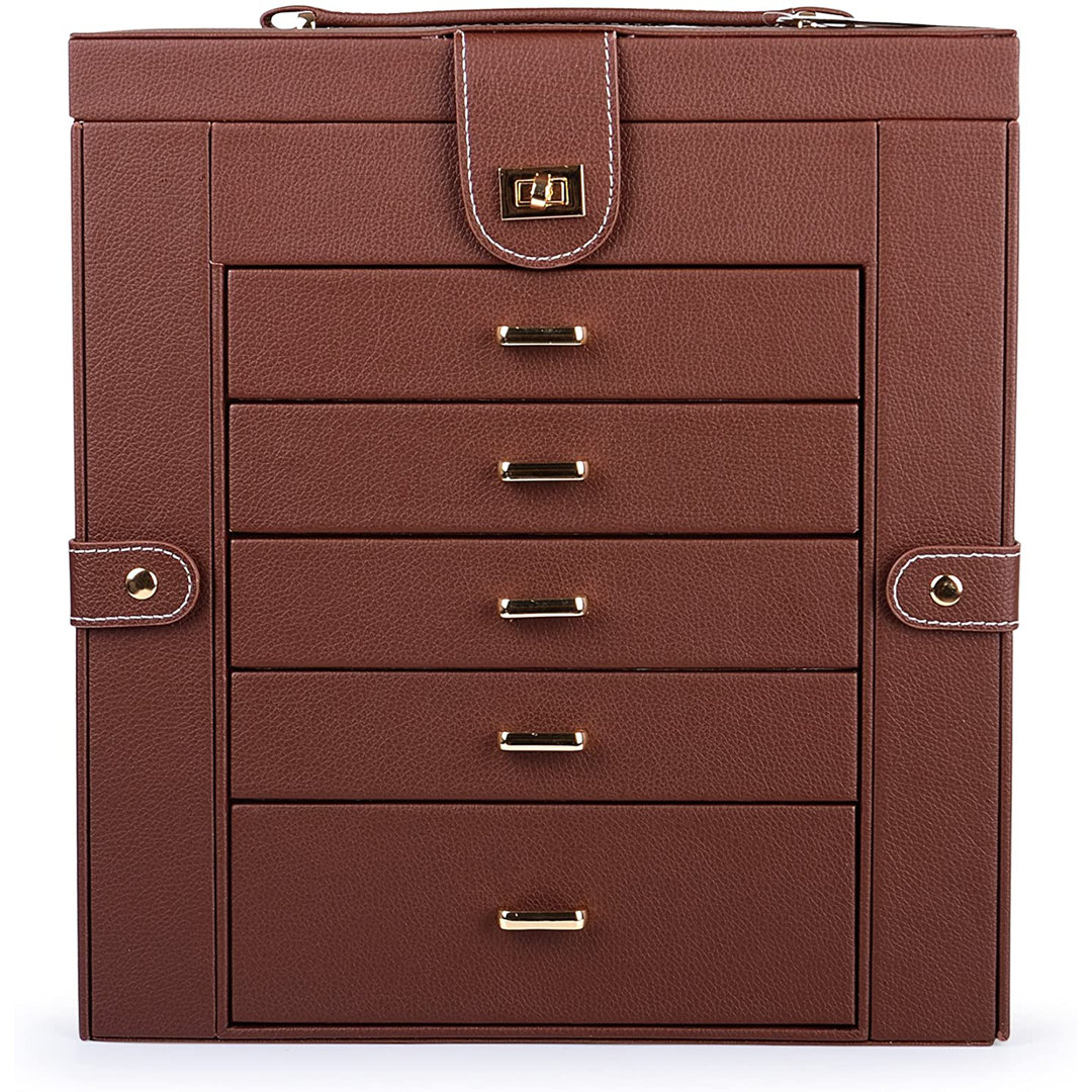 Jewelry Box + Mirror Red Barrel Studio® Finish: Brown