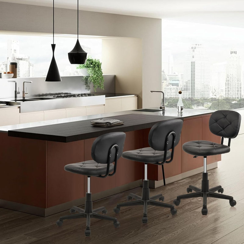 Round Rolling Stool with Adjustable Height Office Stool