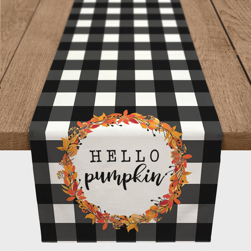 Whidden Hello Pumpkin Check Table Runner, 72" x 16"