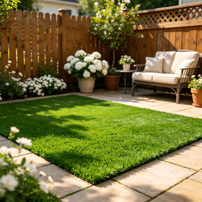 Tapis de gazon artificiel 3 pi x 5 pi, gazon synthétique épais réaliste, tapis de gazon artificiel de luxe pour jardin extérieur