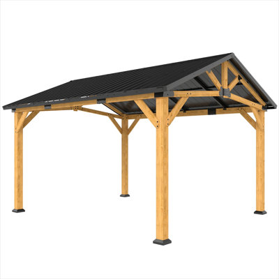 Metal Frame Gazebo with pairing Patio Entertaining and Cool Gray, Black Gray and Natural