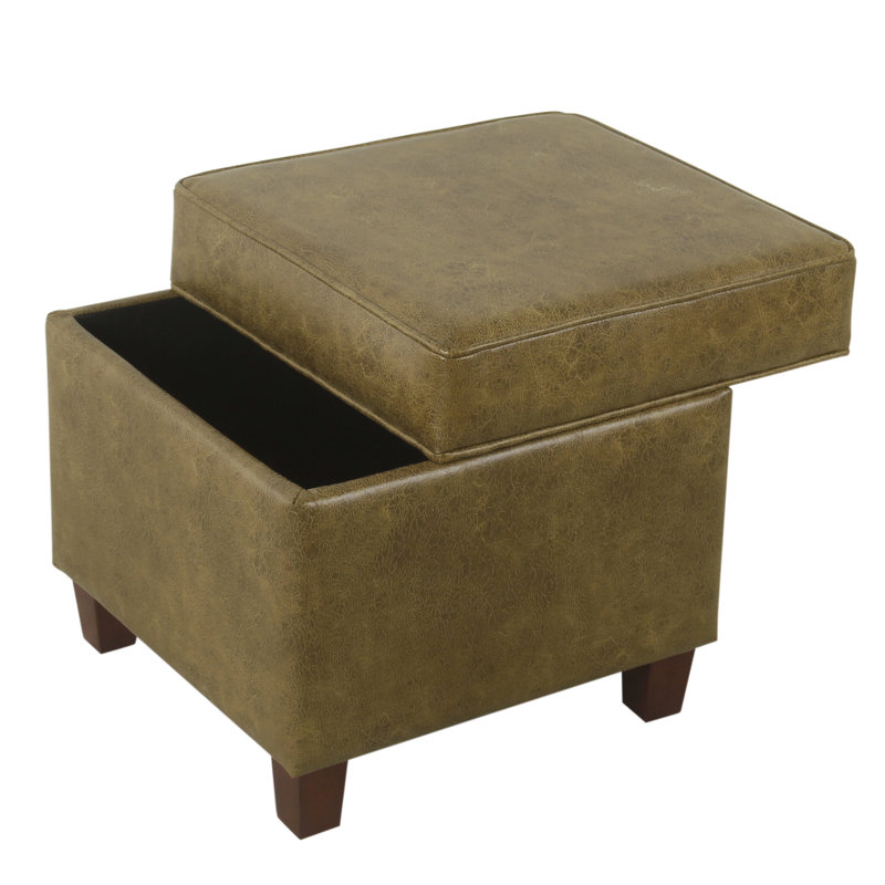 Andrimont Faux Leather Ottoman, Light Brown Faux Leather