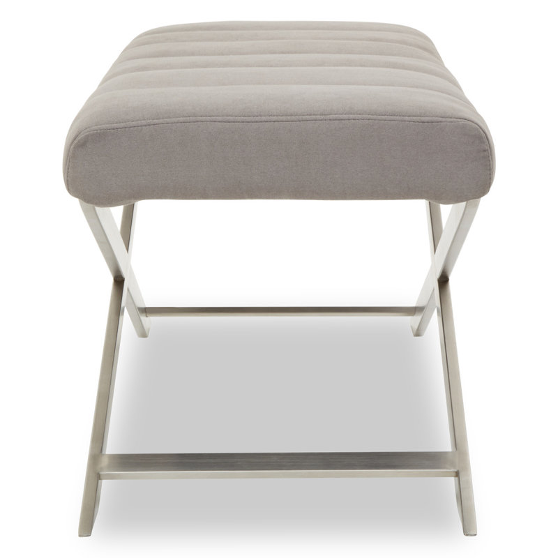 Balgobin Polyester Blend Upholstered Bench, Grey/Brushed Silver