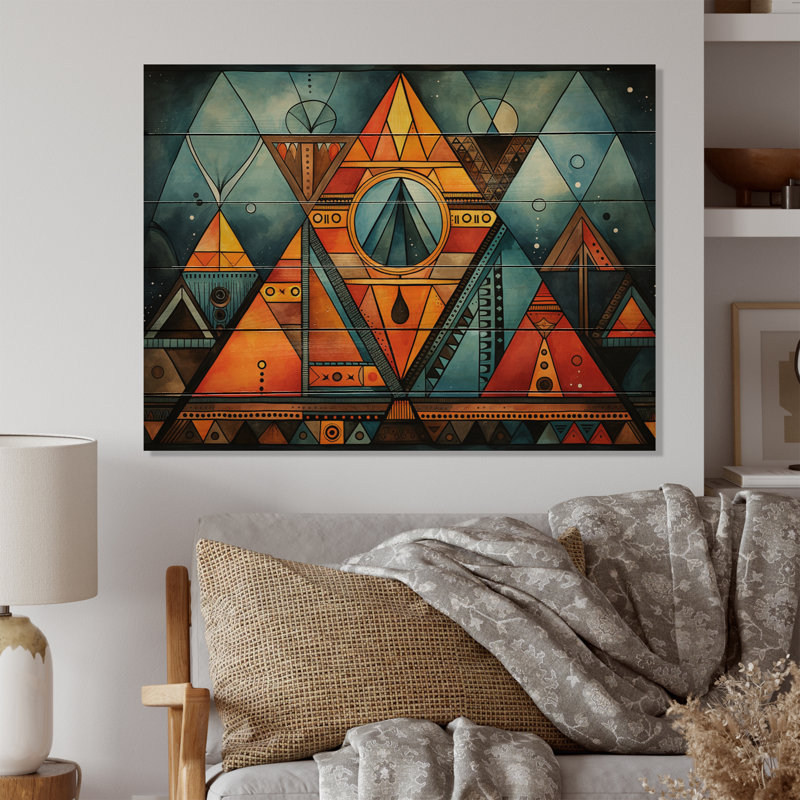 Motif tribal africain I sur bois, H 30 po x l 40 po x P 0,78 po