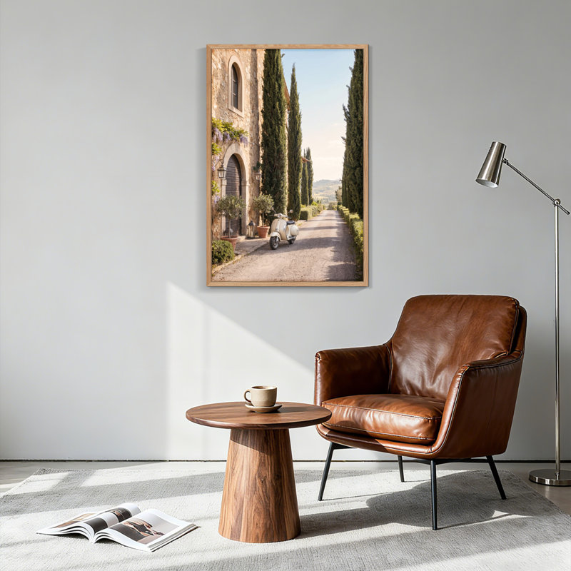 Ensemble de 1 tableau sur toile représentant une villa toscane, 48"H x 36"W, Natural