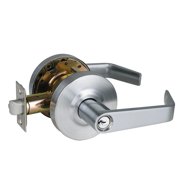 Heavy Duty Grade 2 Storeroom Door Lever, Antibacterial Protection Satin Chrome Finished Entry Door Commercial Door Handle, UL 3 Hour Fire Rated And ADA Compliant, Security For Labs, Storage Rooms, Off-Limits Areas, 1 Pack