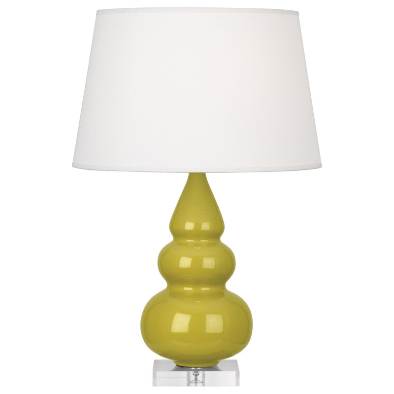 Triple Gourd Table Lamp, 24" H x 16" W x 16" D, Citron Glazed Acrylic, Pearl Duponi
