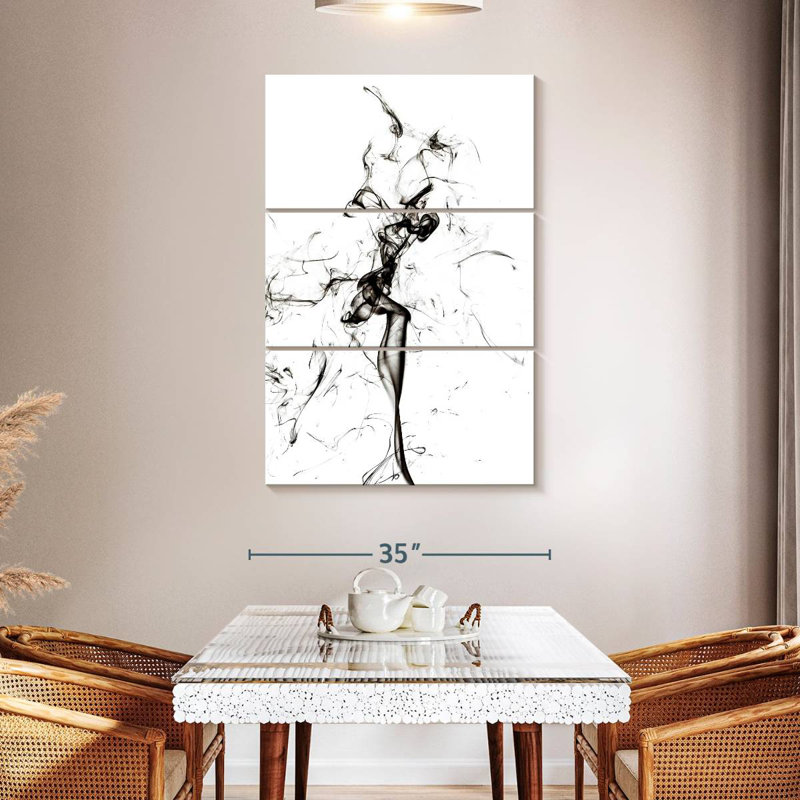 Senne Abstract Black Smoke - The Dancer, 32" H x 20" W