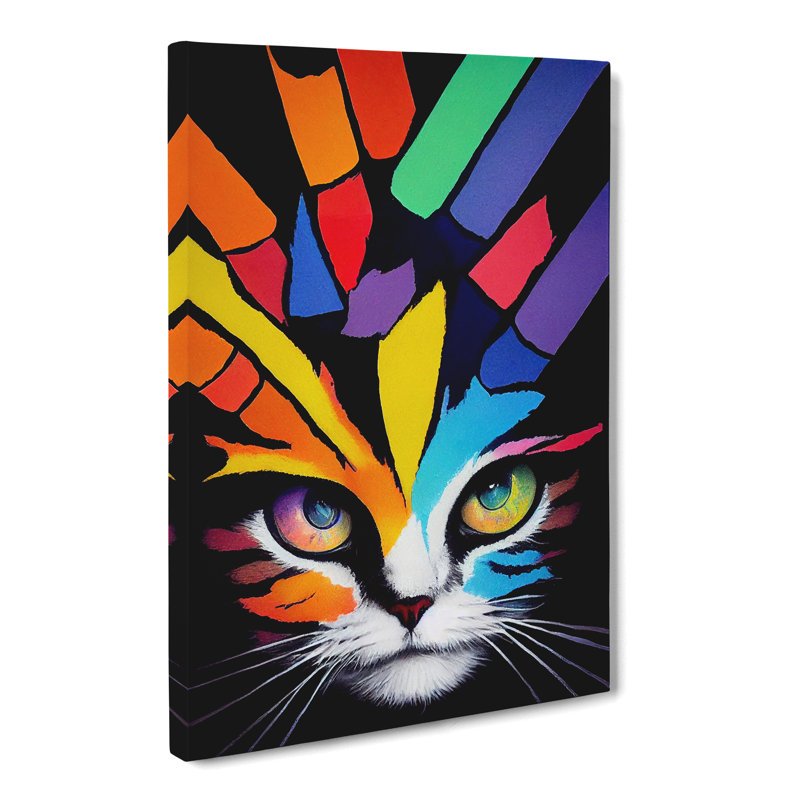 Cat Crayon - Wrapped Canvas, 76cm H x 50cm W x 3cm D