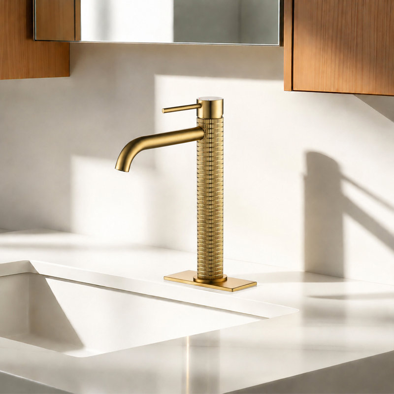 Single-Hole Single-Handle Bathroom Faucet, Brushed Gold