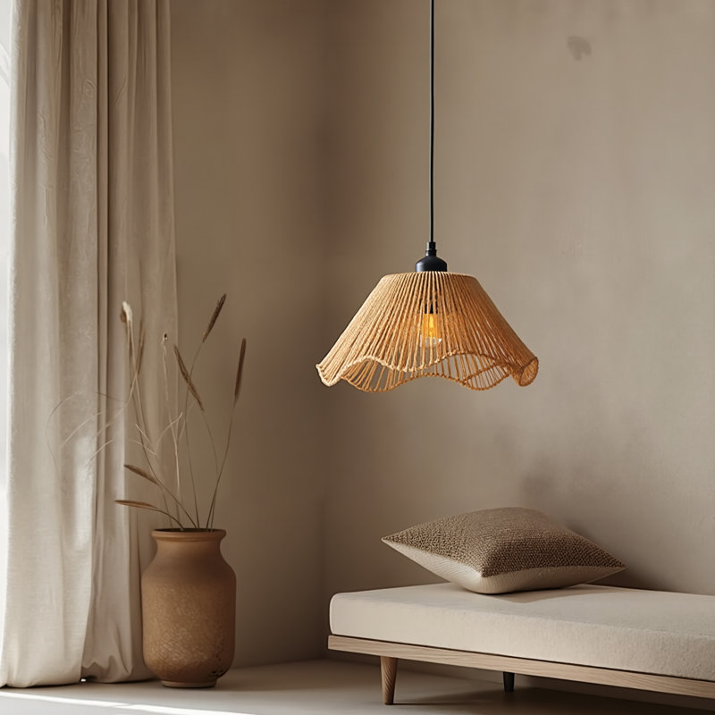 1-Light Pendant Light Flower Hemp Rope
