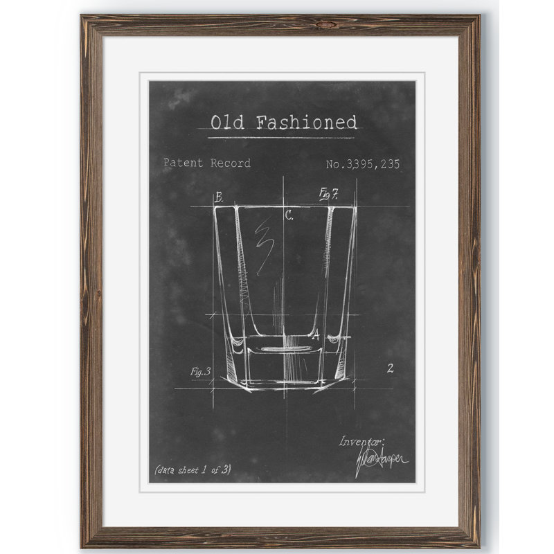 «Barware Blueprint I» par Paul Cezanne - reproduction d'art encadrée, H 22 po x l 18po x P 1,25 po, Papier encadré moka