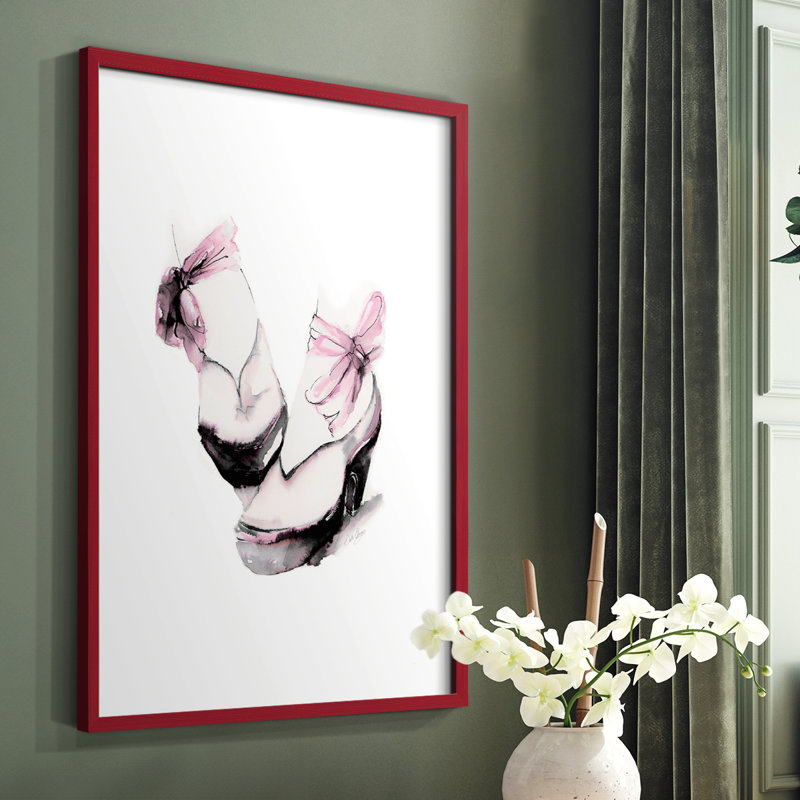Ballet plateforme, reproduction encadrée - bois massif, Rouge, H 10 po x l 8 po