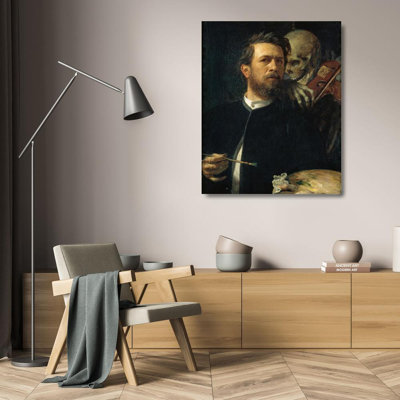 "Self-Portrait with Fiddling Death" by  Arnold Böcklin - Gallery Wrap Canvas Wall Art
