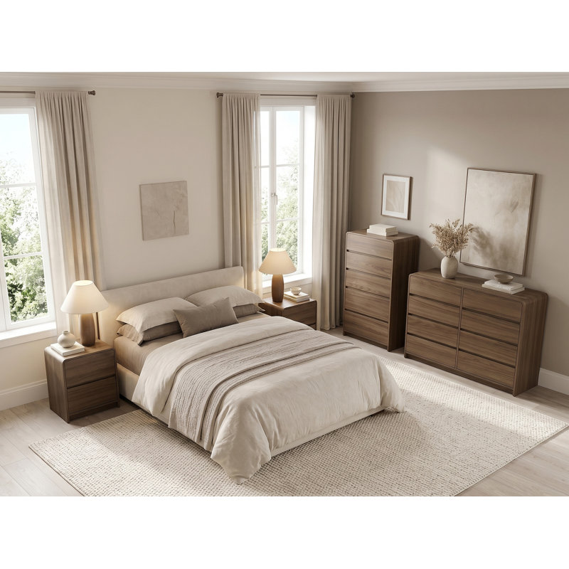 Rishel Modern 4 Pieces Bedroom Set, 4 Pcs: Chest, Dresser 8, 2 Nightstands