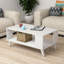 Table basse moderne à 2 niveaux, couleur noyer, 35,4 po x 21,3 po x 16,5 po | 100% panneau de particules enduit de mélamine, épaisseur: 0,7 pouce | Pieds en plastique durable, fixation murale, conception élégante pour le salon et le bureau-732127778