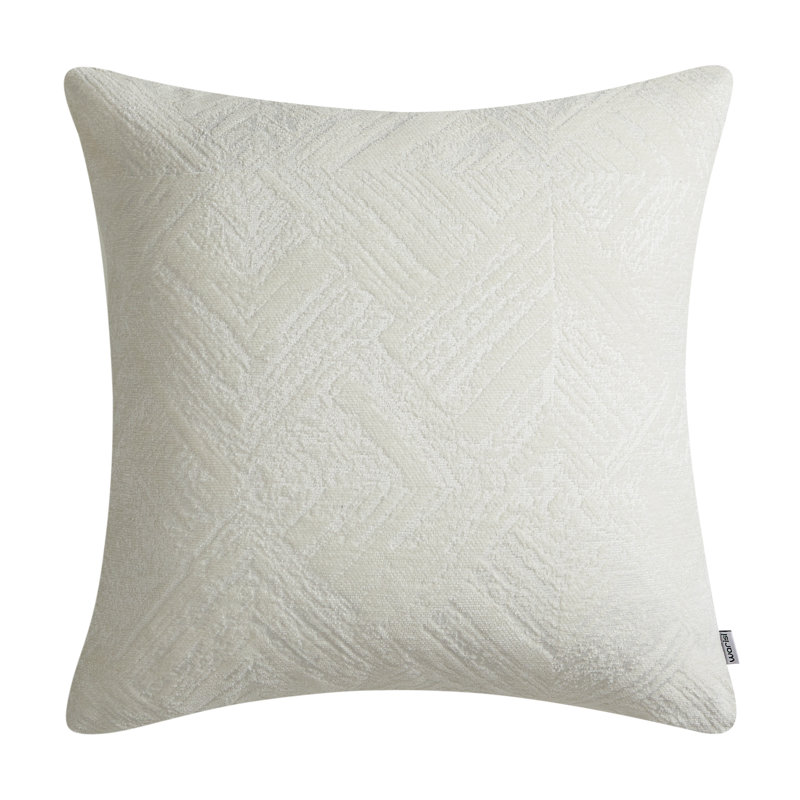 Chenille Throw Pillow Cover, 18" x 18" x 1", Cream