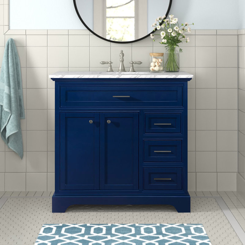 Ensemble de meuble-lavabo simple 36 po Hermes, Bleu