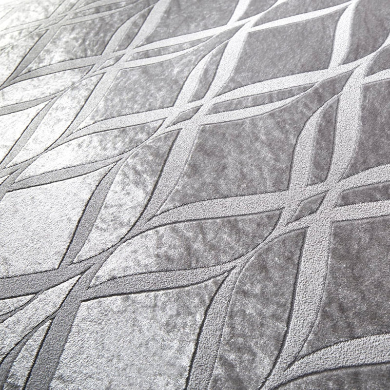Geometric Duvet Cover Set, Kingsize Duvet Cover + 2 Pillowcases, Silver Geometric
