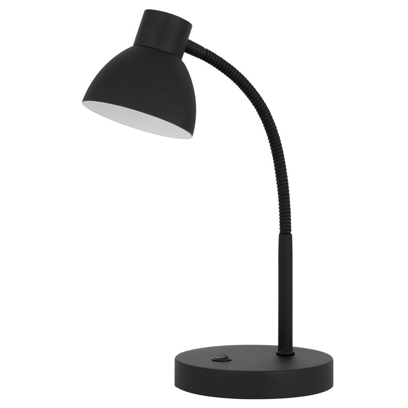 Lampe de bureau à DEL réglable avec col de cygne en métal, hauteur 35,7 cm (14,05 po)., Noir, Noir