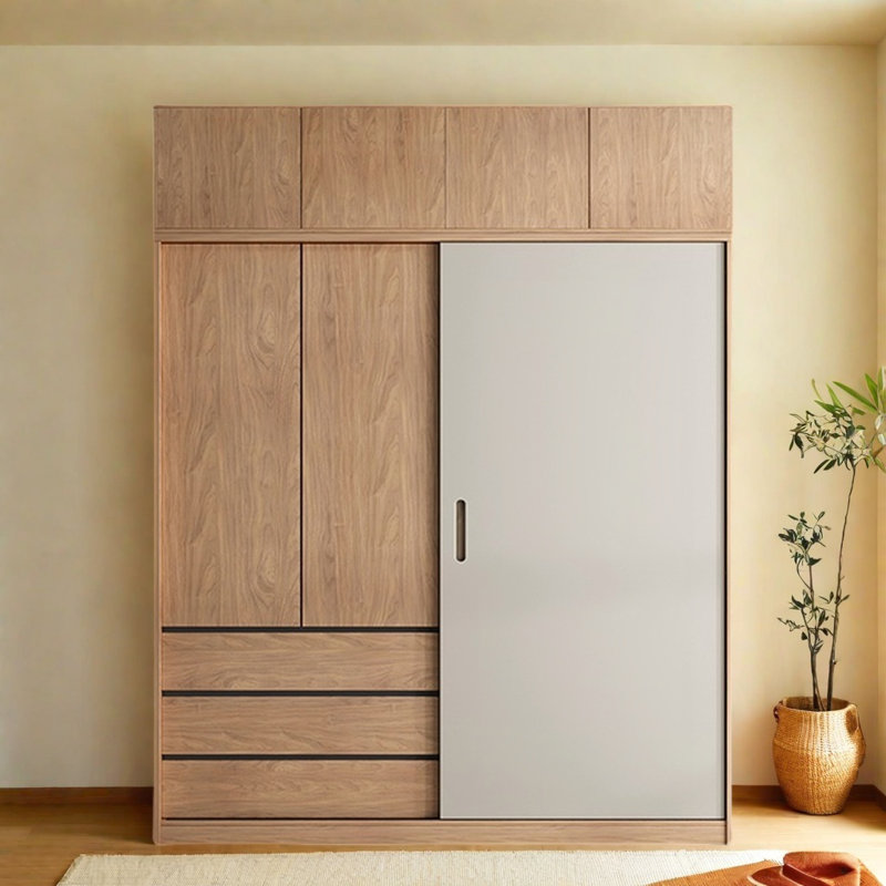 Garde-robe simple couleur noyer, H 102,36 po x l 70,87 po x P 23,62 po
