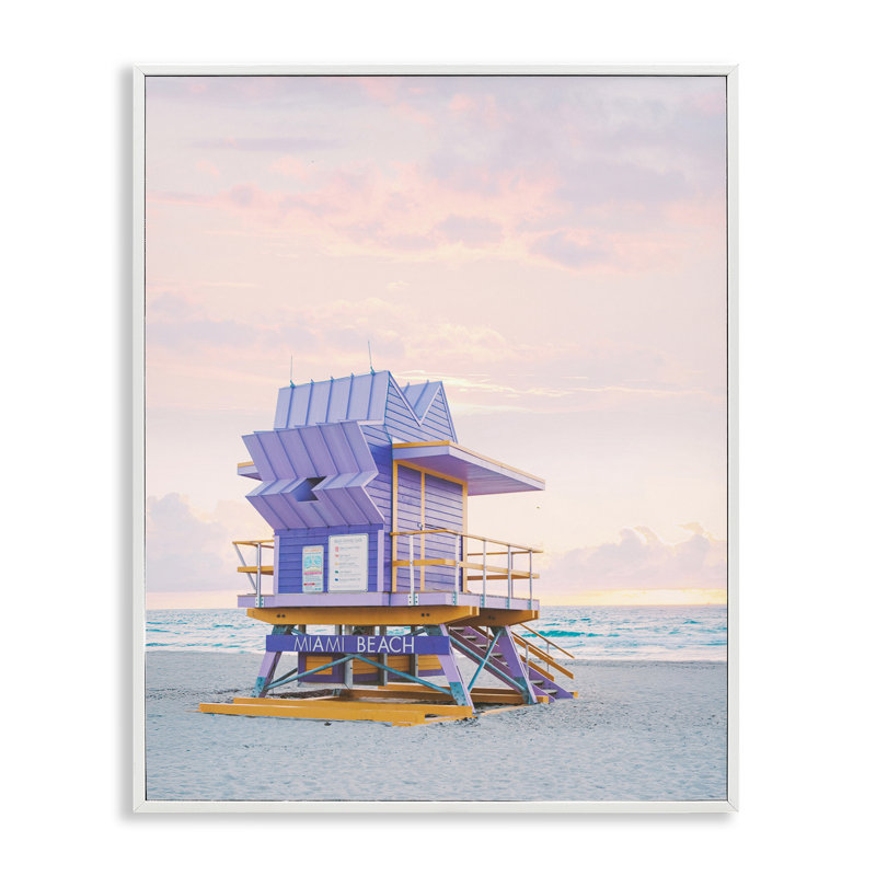 Estampe de paysage mauve mauve, giclée par Sissi et Seb, H 30 po x l 24 po, Estampe numérique encadrée blanc bord de mer