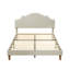 Lit plateforme Queen Size avec tête de lit réglable, revêtement en lin, style moderne et épuré, beige