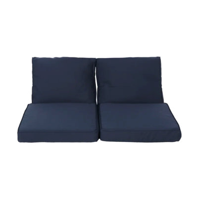  Ensemble de 2 coussins de chaise club Honolulu, coussins de dossier et de siège, tissu hydrofuge, bleu marine