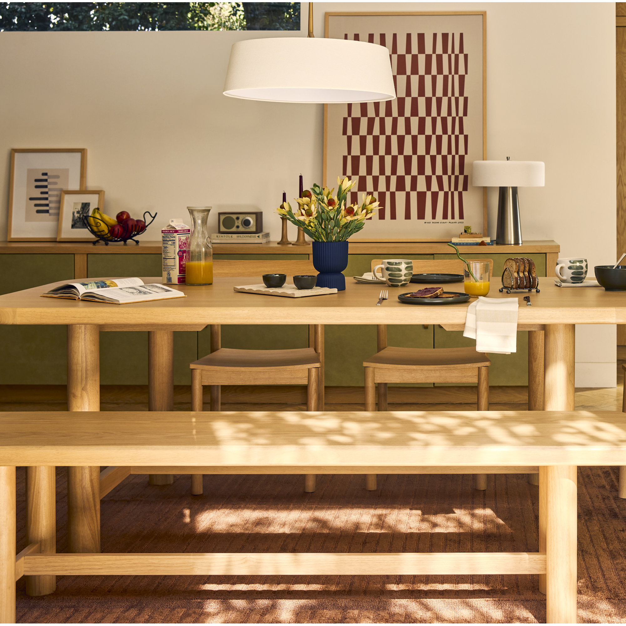 Melva Single Light Linen Steel Dimmable LED Pendant, Natural Aged Brass, 11" H x 16" W x 16" D