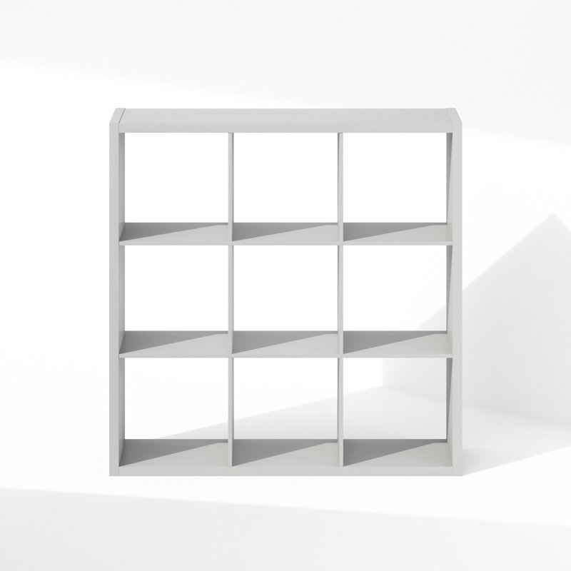 Furinno Cubic Open Back Multipurpose Clothing & Closet Storage Organizer Shelf, 9-Cube, Light Grey