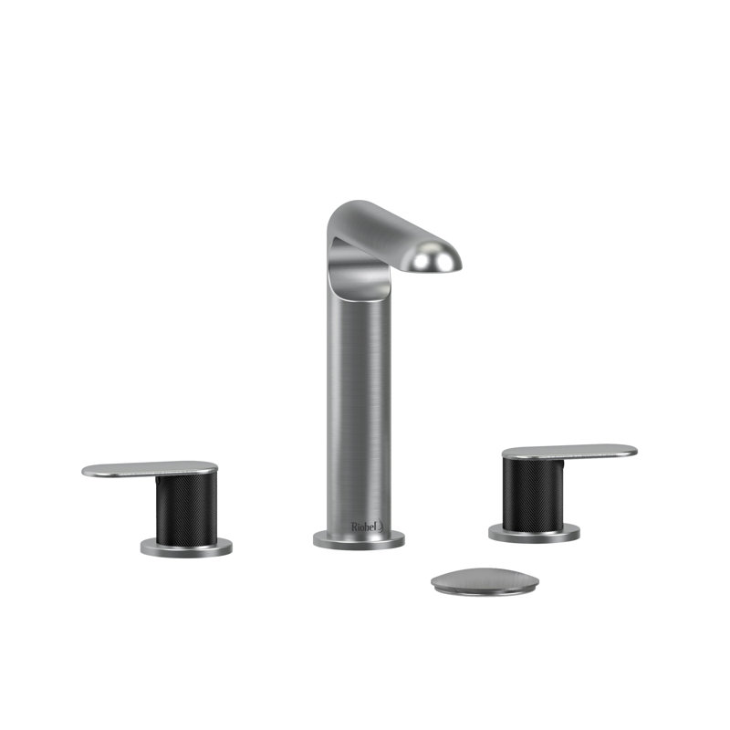 Robinet de salle de bain espacé Ciclo ™ avec bonde, Chrome brossé / noir