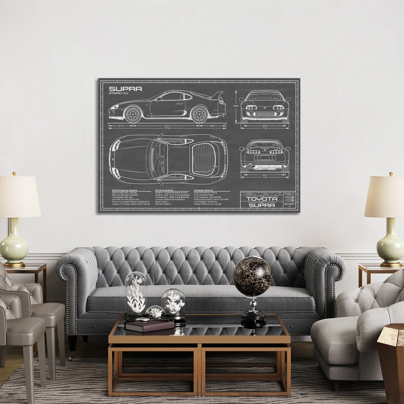 Toyota Supra MKIV by Action Blueprints - Wrapped Canvas Print, 152.5 cm H x 101.5 cm W