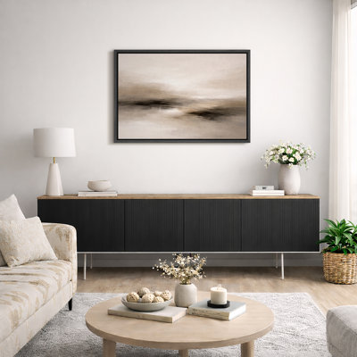 «Neutral Brown Minimalist Landscape Art», images de chambre à coucher, impression sur toile encadrée, impression numérique