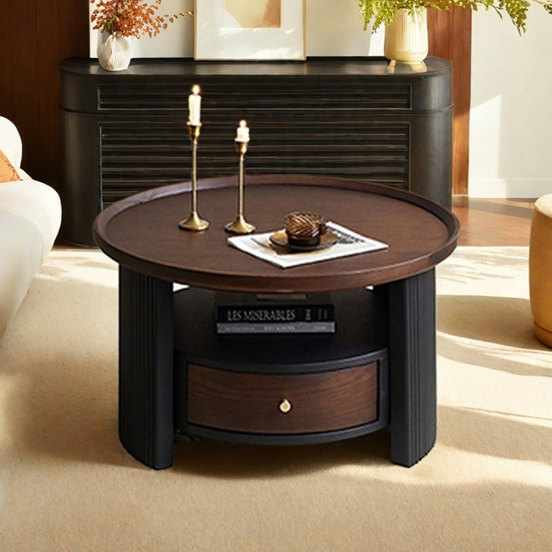 Table basse ronde avec base unique, Brun