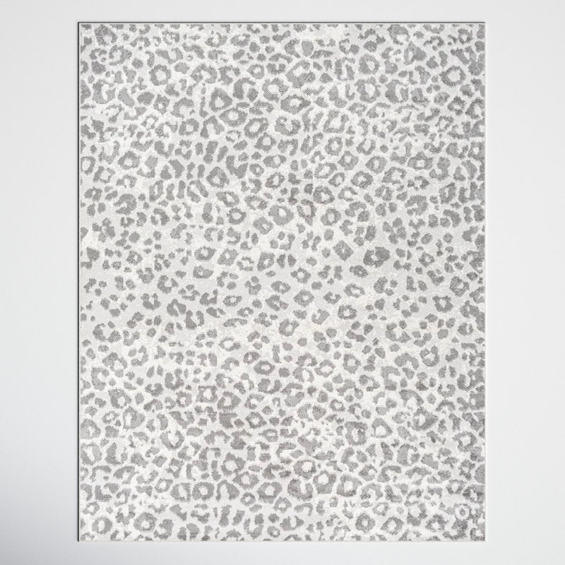 Tapis gris à motif animalier Hicklin, Rectangle 7 pi 10 po x 10 pi