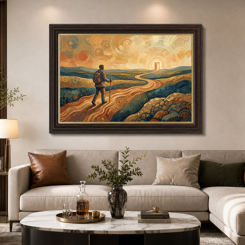 «Hiker On Swirling», 12"H x 18"W