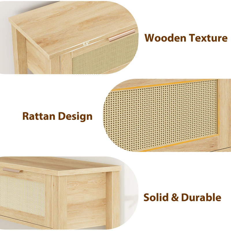 Console avec 2 tiroirs et 2 niveaux Boho, Burlywood