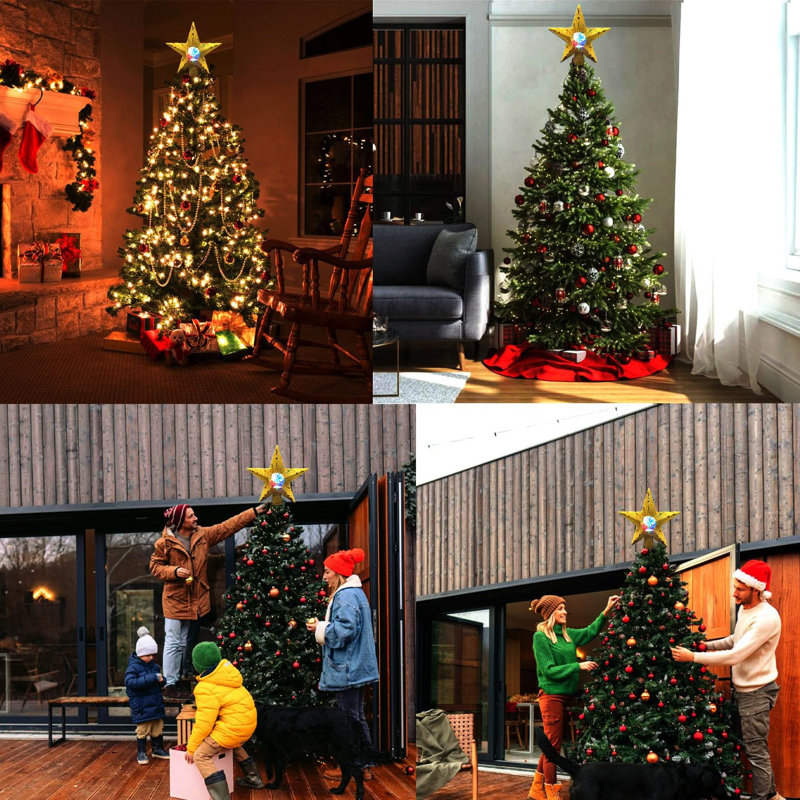 Lighted Christmas Tree Topper with LED Rotating Colourful Projector