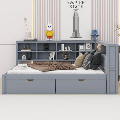 Candrice Wooden DayBed with 2 Drawers, Storage Shelf and USB Charging Ports by Red Barrel Studio
