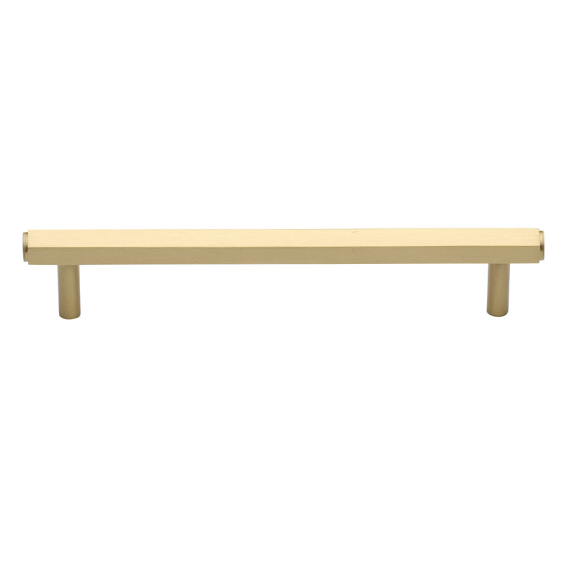 Hex Cabinet Bar Pull, 4", Satin Brass